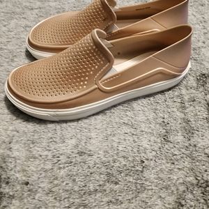 Rose Gold Crocs Loafers